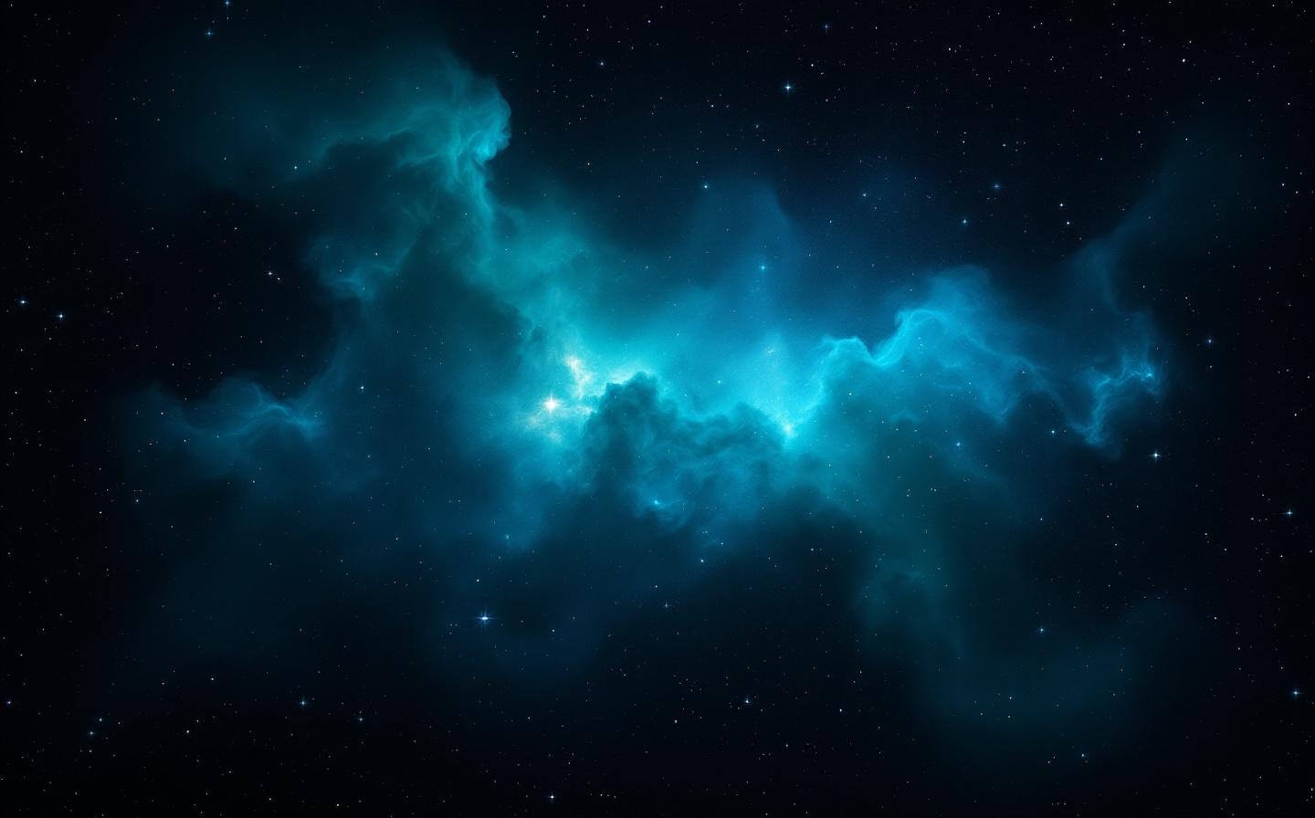 Deep-sky nebula in teal and blue tones